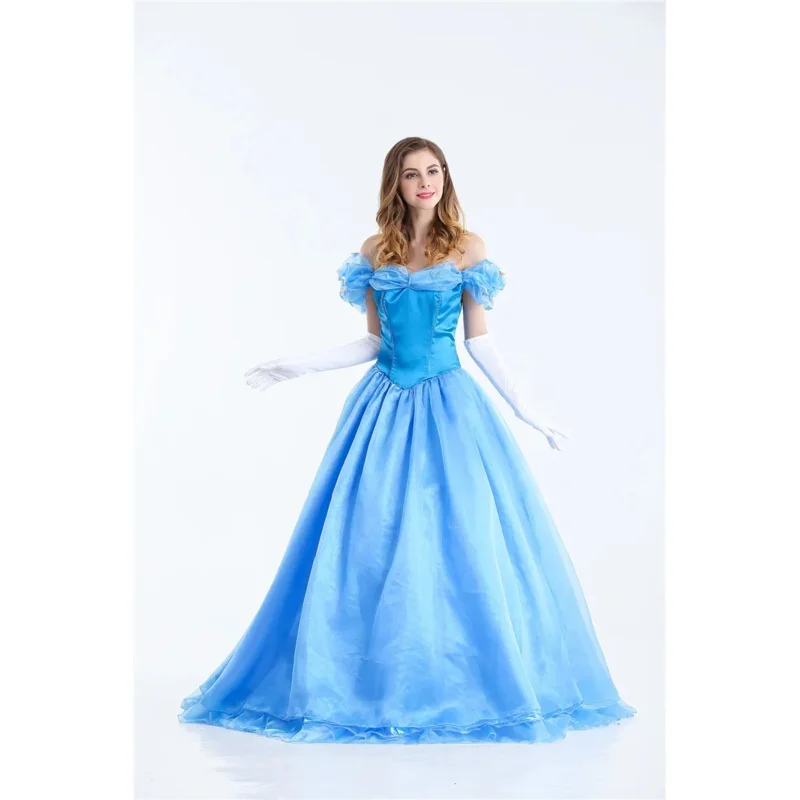 MN1 Deluxe Costume da Cenerentola per Adulti Costume da Donna Abito da Ballo Costume da Principessa di Halloween Gioco di Ruolo Carnevale Sexy Party9 * Jy