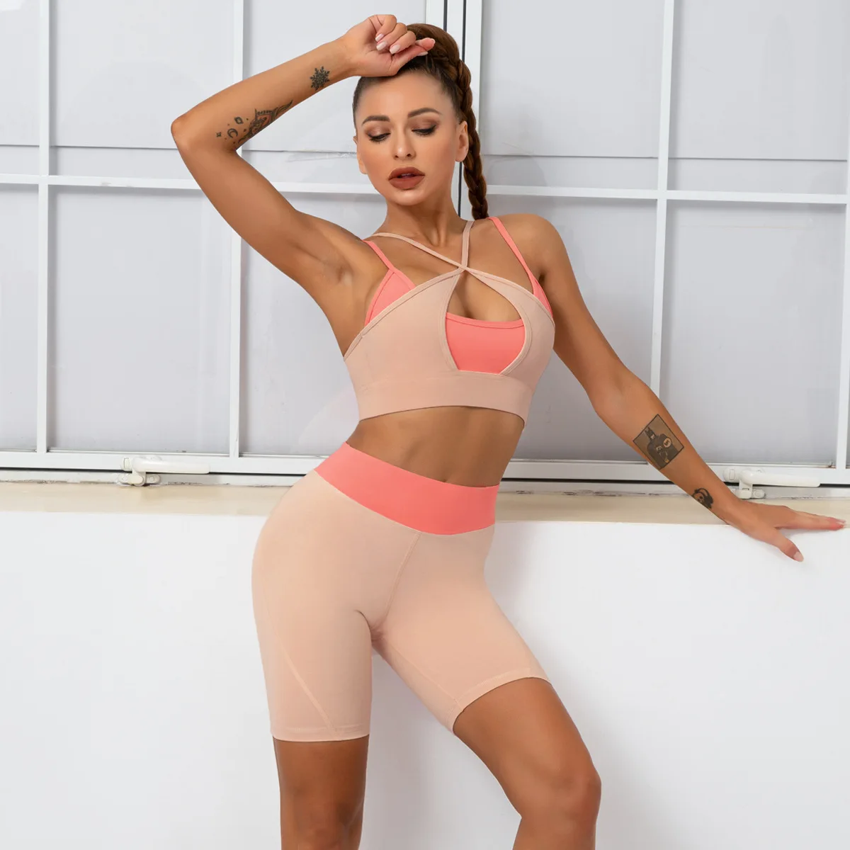 Cloud Hide-Ensemble de yoga sexy avec fermeture éclair pour femme, tenue de sport, fitness, gym, pantalon, leggings, soutien-gorge, haut