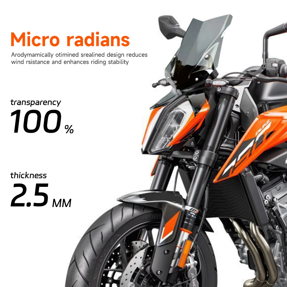 Motorcycle windshield windshield plate, and deflector are suitable for 790 2018-2024/ 890 2020-2023 3-color PC material - Image 5