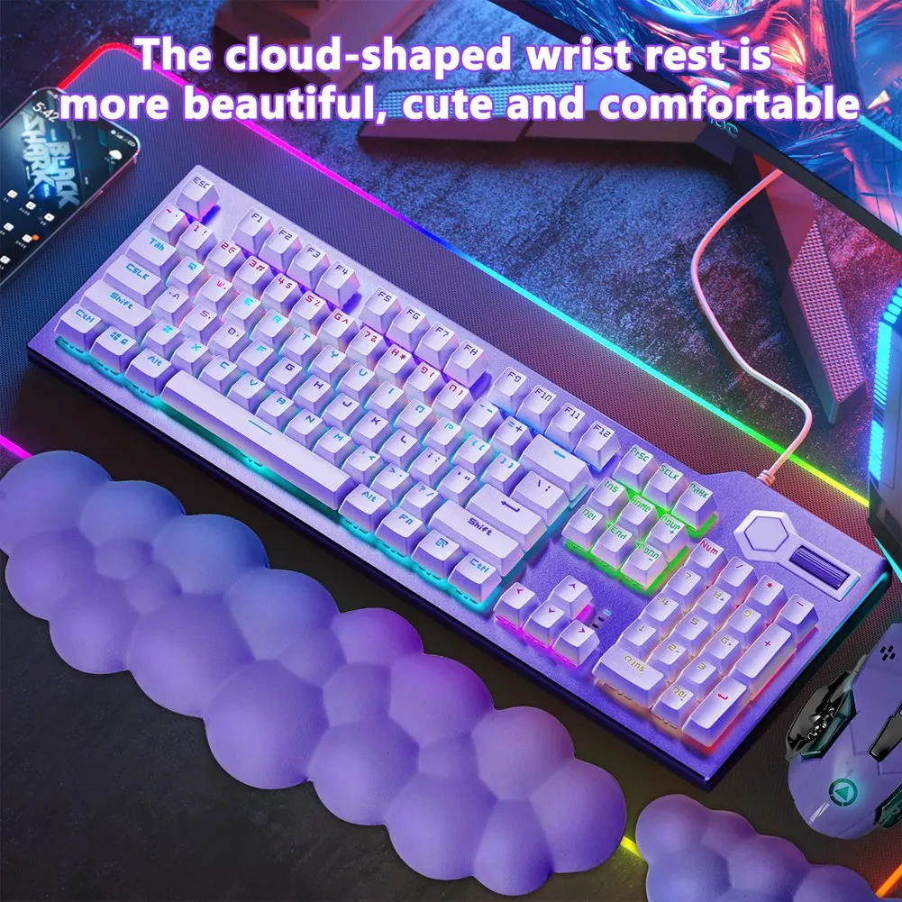 ABJU Cloud Wrist Rest Pad Kit Keyboard Wrist Rest Mouse Wrist Rest Memory Foam Palm Rest for Keyboard Mouse Non-Slip
