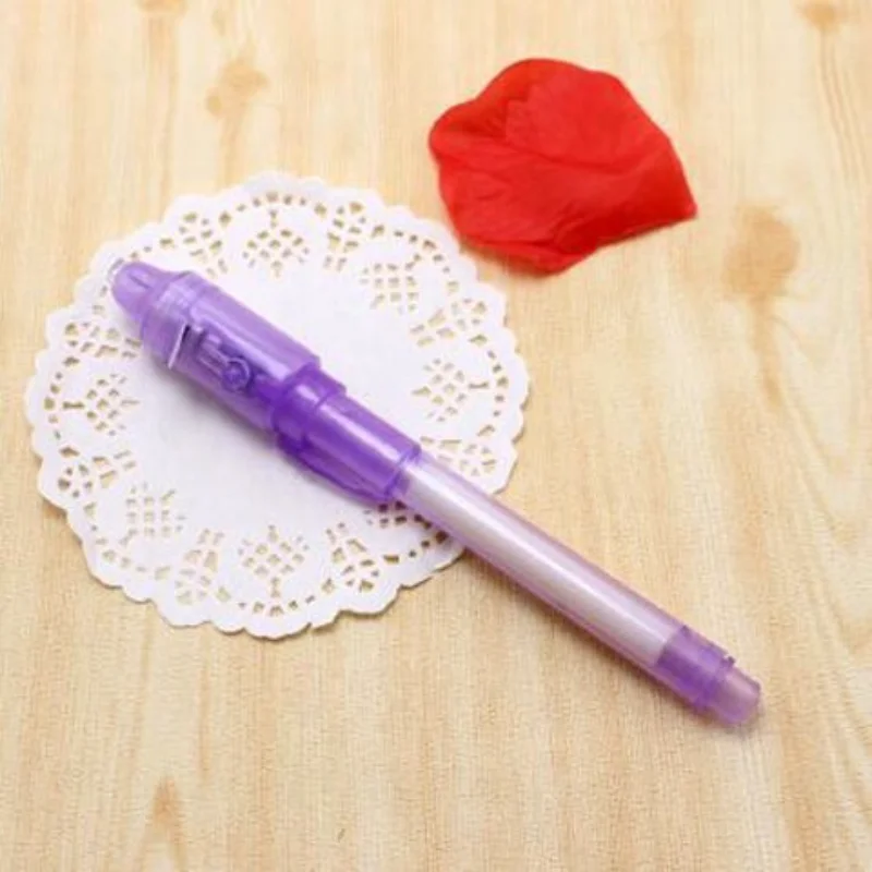 Leuchtender Lichtstift Magic Purple 2-in-1 UV-Schwarzlicht-Kombination Zeichnung Unsichtbarer Tintenstift Lernen Bildungsspielzeug für Kinder