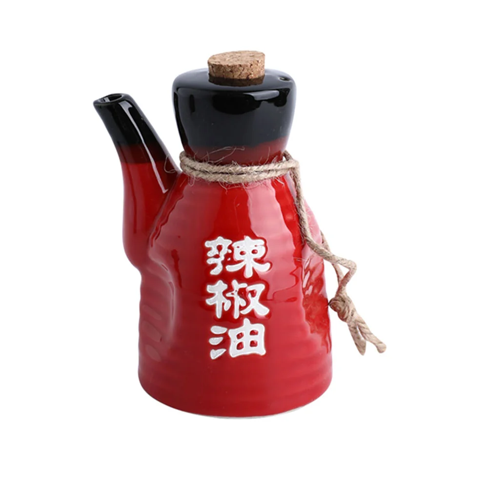 

Saucepan Ceramic Soy Bottle Seasoning Dispenser Japanese Style Container Kitchen Supply Red Spice