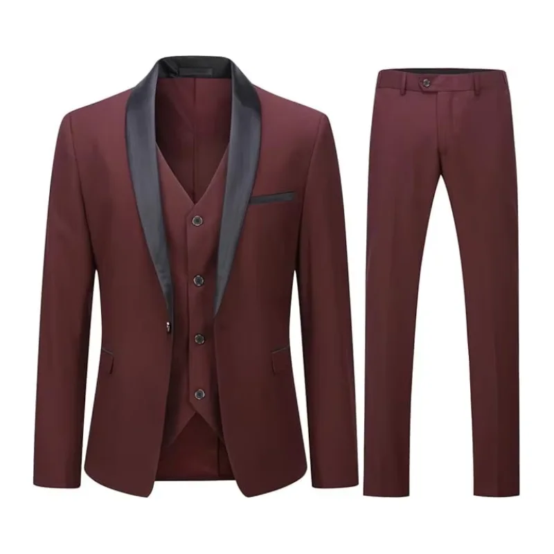 

Men's 3-Piece Slim Fit Suits, Wedding Party Men's Suit, Shawl Collar Tuxedo Jacket, Trousers, Vest