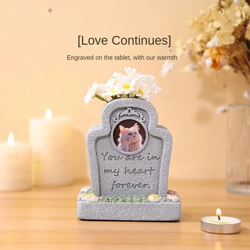 

Pet Memorial Tombstone Cat Puppy Love Pet Funeral Monument Animal Resin Miss Sacrifice Stone