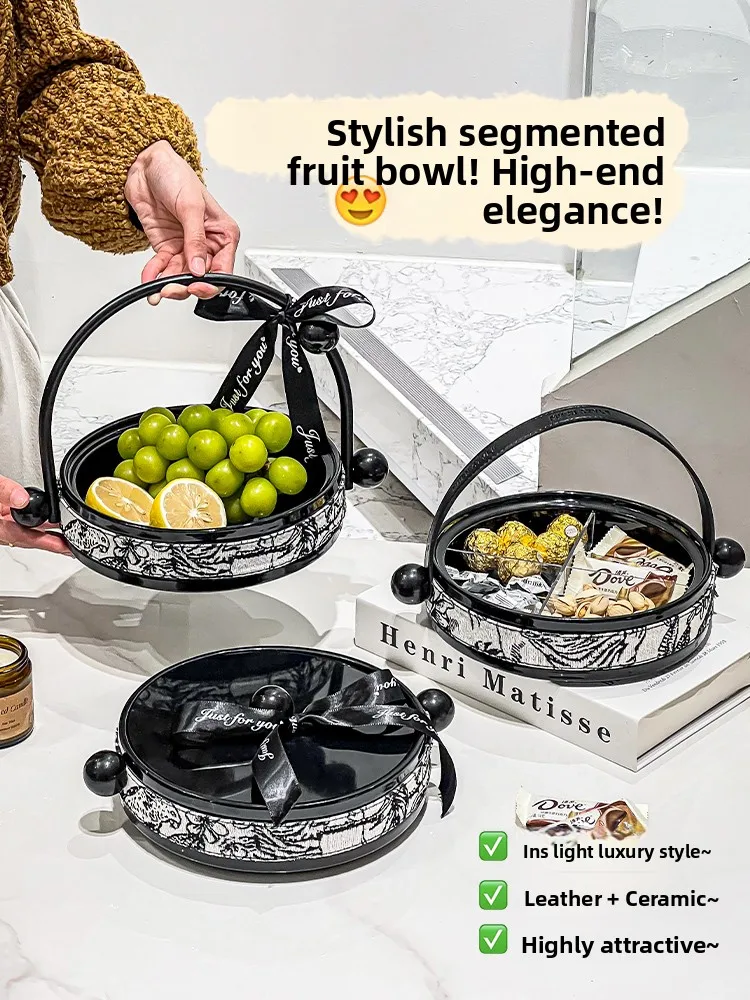 

Retro Multi-Layer Fruit Basket Luxury Home Living Room Coffee Table Dry Fruit Plate High Value Candy Snack Display Tray Ceramic