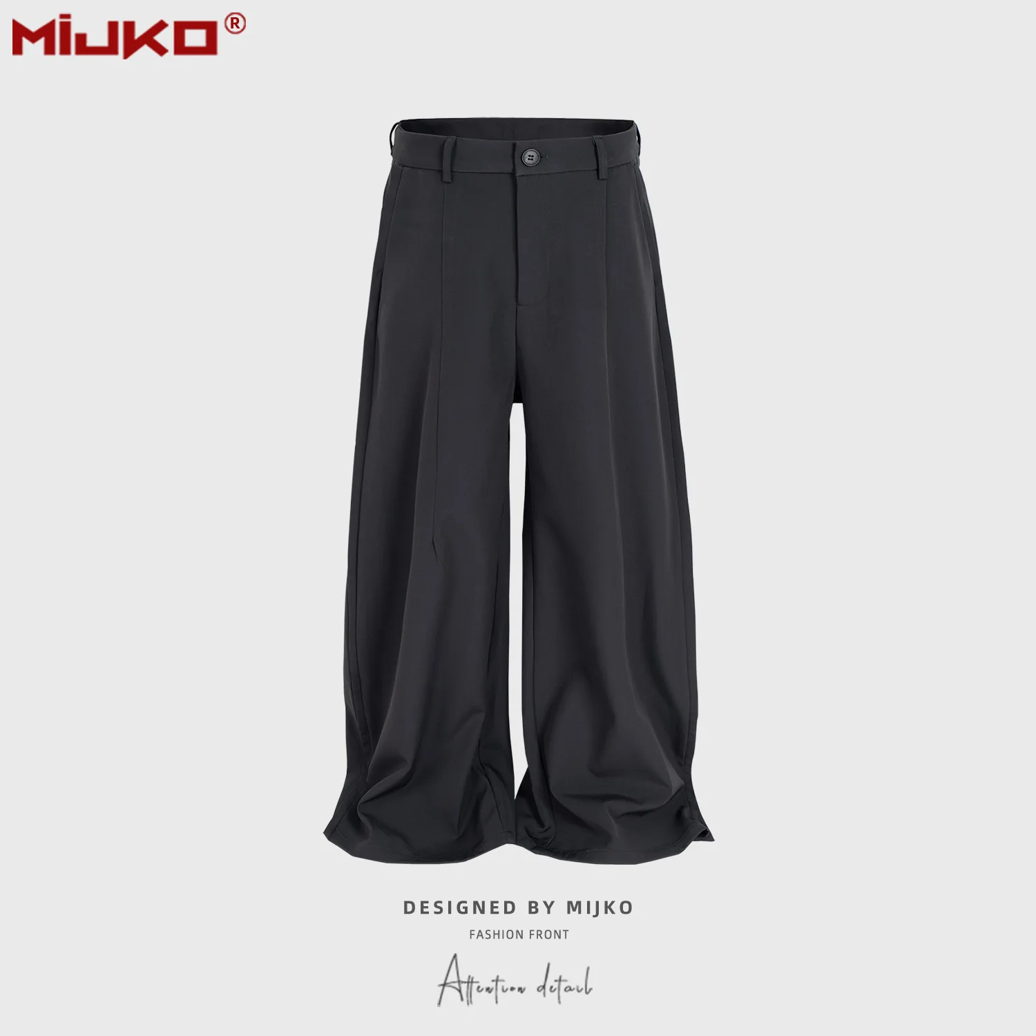 

MIJKO Designer Pants Casual Baggy Soft Black Wide Leg Men Suit Pants C878#
