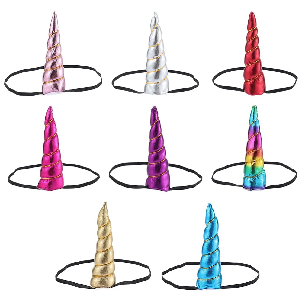8Pcs 8 Colors Headbands Colorful Cloth Metallic Shiny Ear Elastic Cosplay Costume Headpiece for Party Headwear Hair Accessories