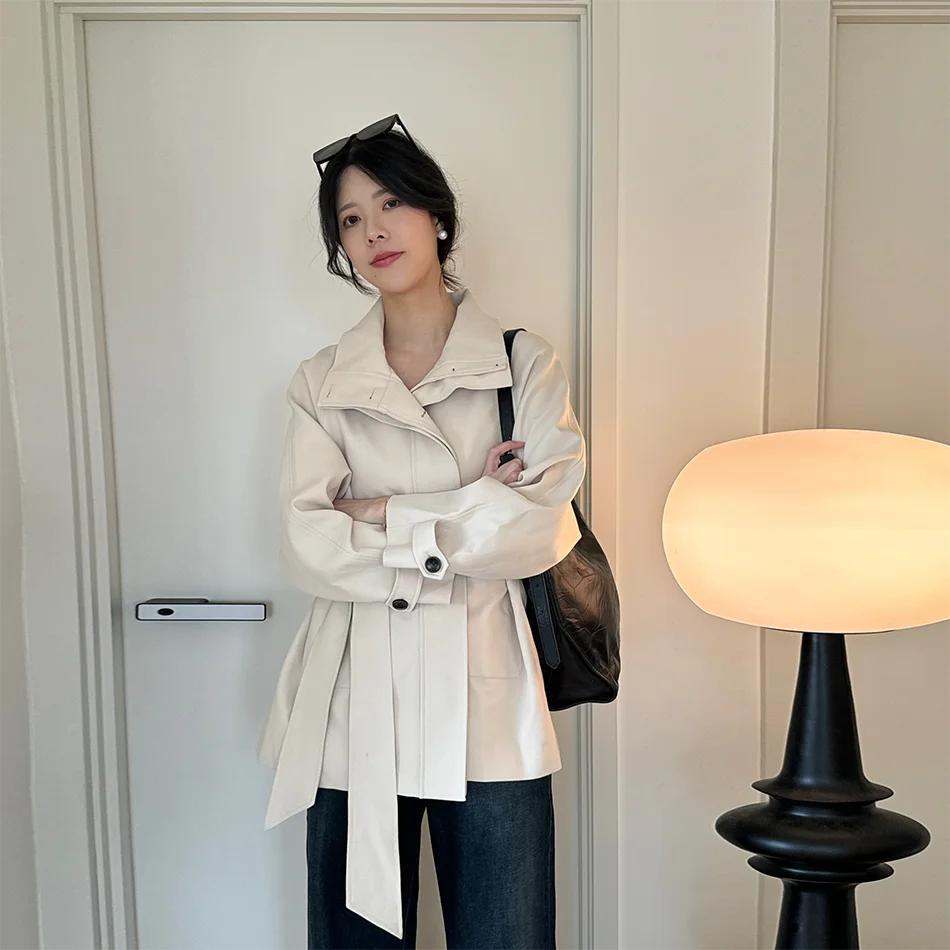 

Повседневное пальто Тренч с капюшоном Глубокая шнуровка Непромокаемая однотонная верхняя одежда цвета хаки в китайском стиле Зерновое пальто