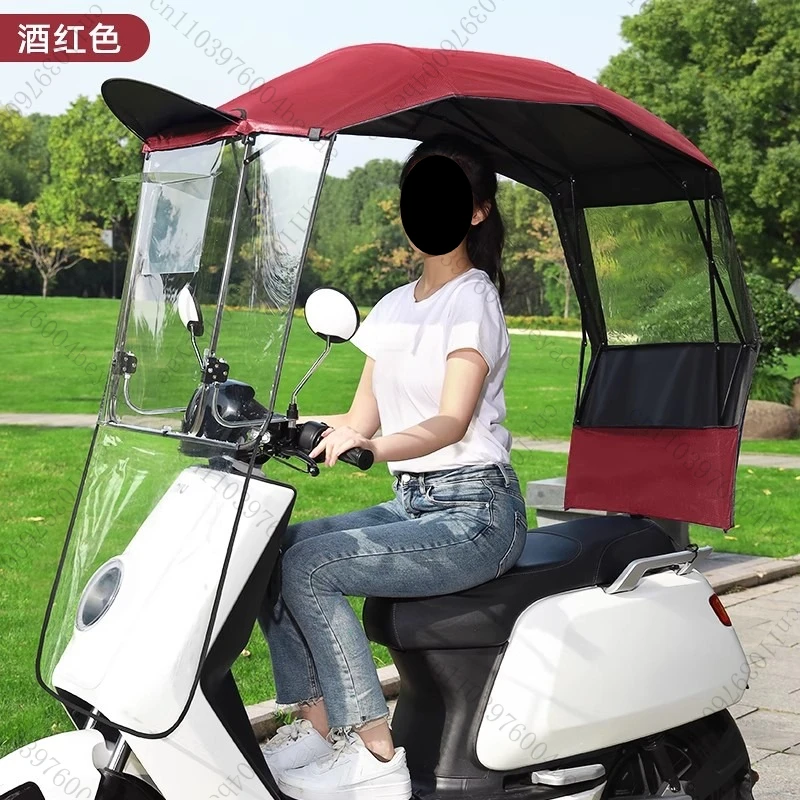 Electric Battery Car Canopy New Sunscreen Rain Shield Installation-free Retractable Motorcycle Parasol