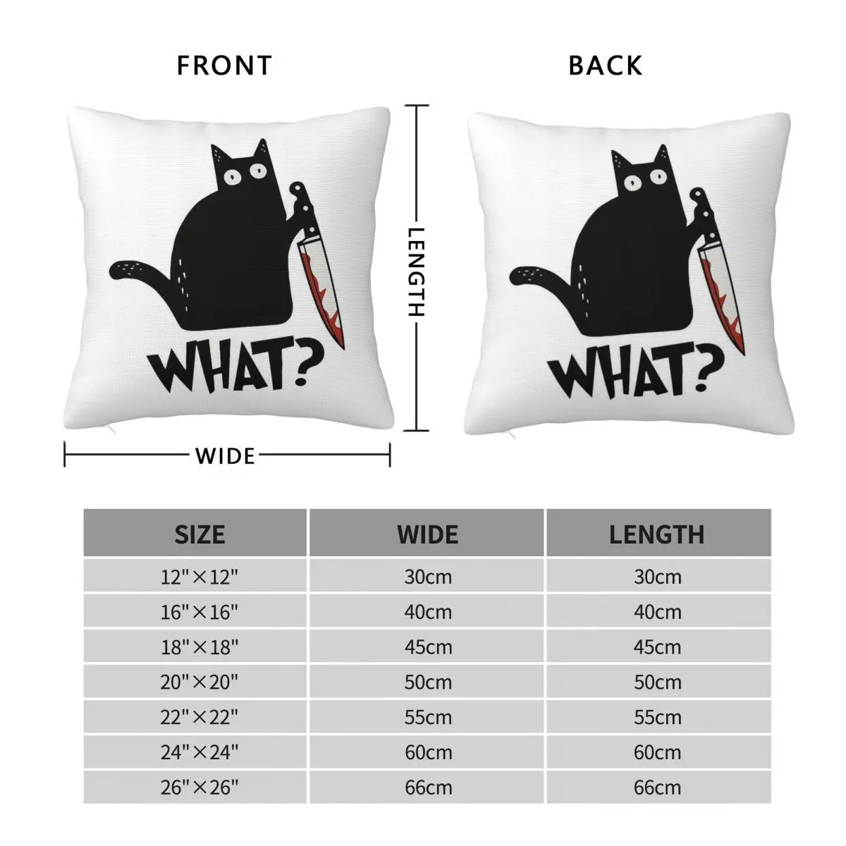 Murderous Black Cat With Knife Square Pillowcase Polyester Linen Velvet Creative Zip Decor Throw Pillow Case Home Cushion Cover