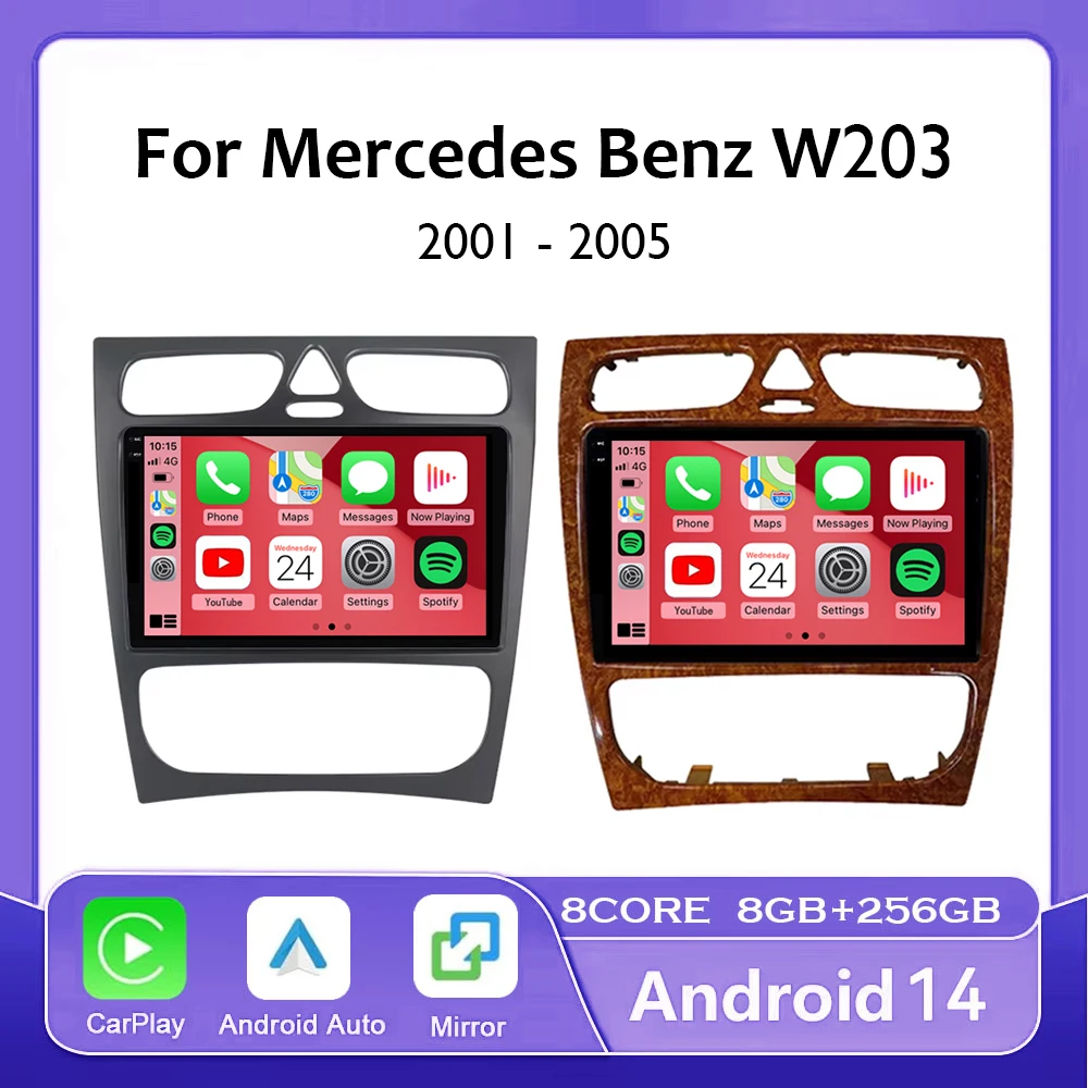 Android 14 For Mercedes Benz C Class W203 C200 C320 C350 CLK W209 2002 - 2005 Car Radio Multimedia Video Player Navigation GPS