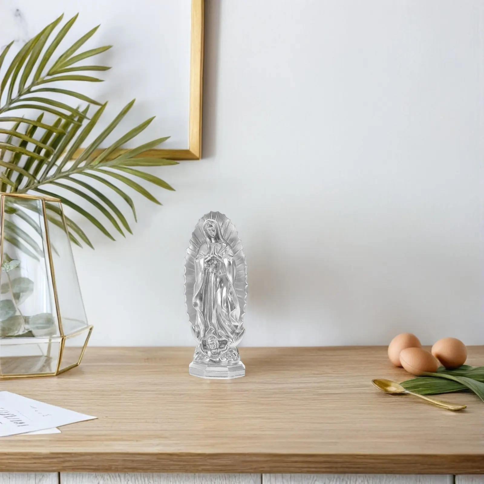Virgin Mary Resin Religious Sculpture Our Lady of Grace Catholic Statue Serene Prayer Pose Versatile Placement Living Room