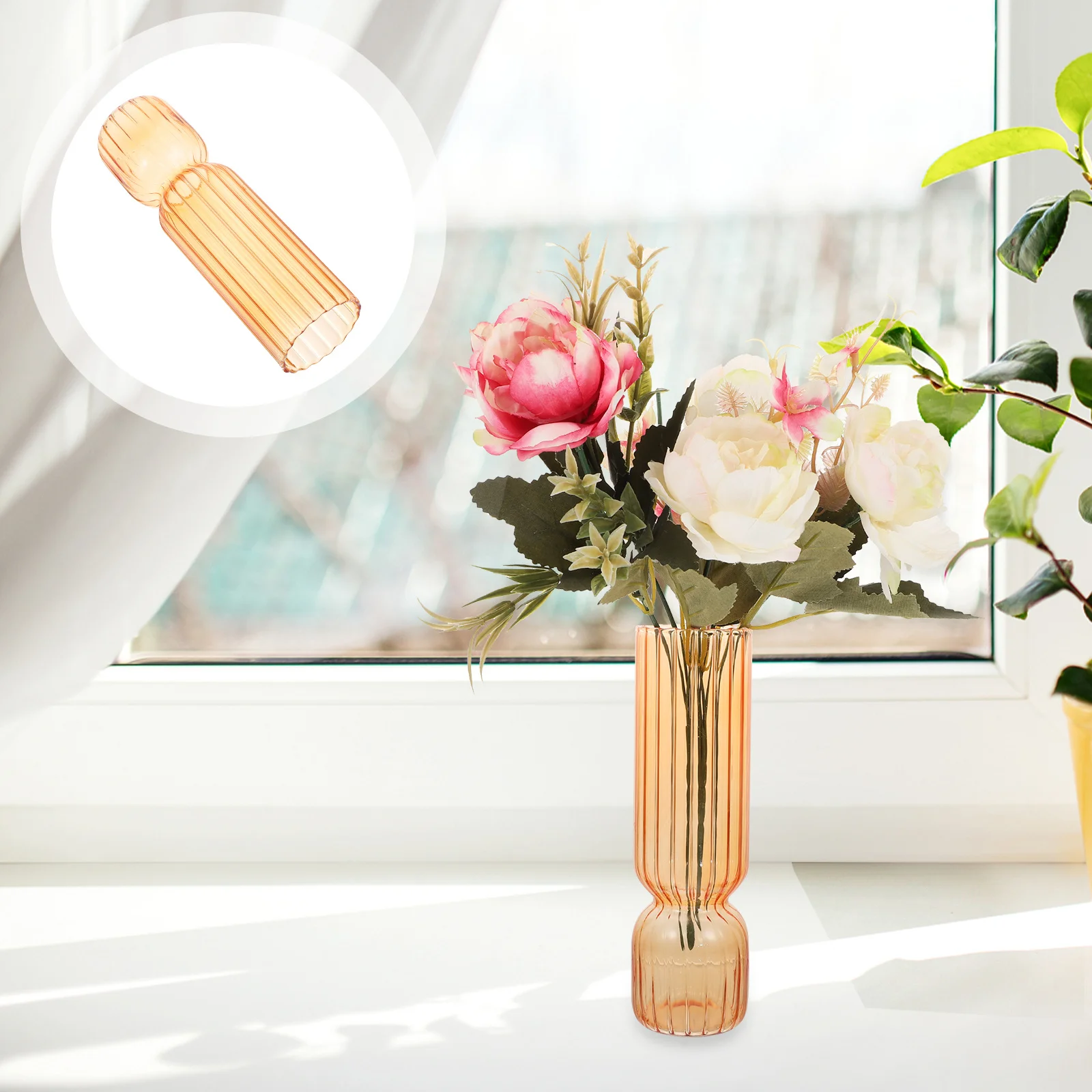 

Glass Vase Hydroponic Desktop Tabletop Vase Flower Container for Home Office Decor Hydroponic Container