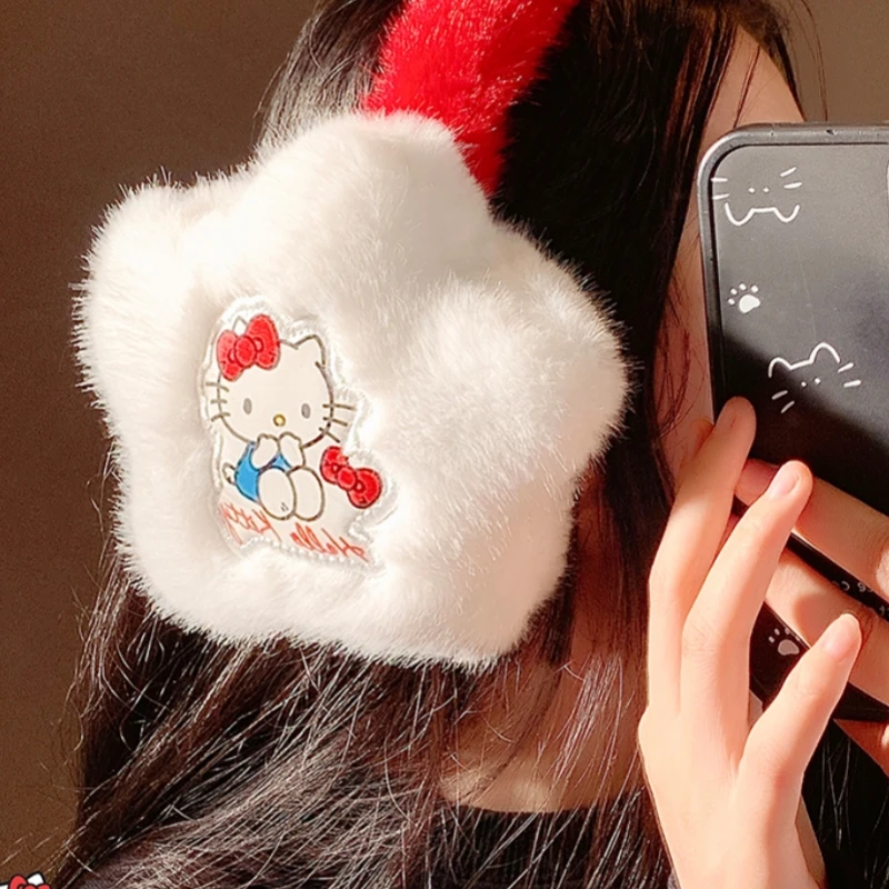 جديد مطرز مرحبا كيتي لطيف أفخم الأذن يفشل شتاء دافئ سدادات حماية الأذن مكافحة تجميد غطاء للأذنين الدراجات الأذن الحرس هدية