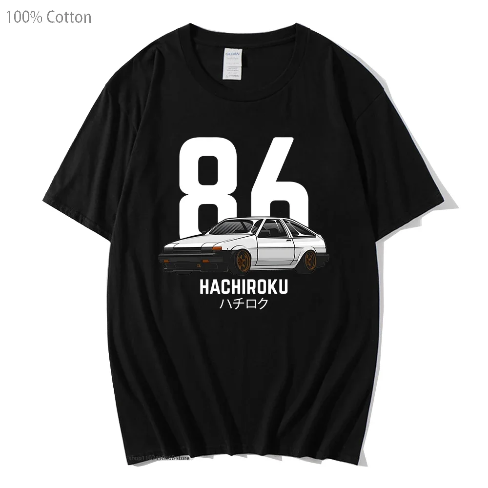 

Initial D AE86 T-Shirts JDM Tshirt Fashion Cartoon Car Print Mens Clothing Anime Graphic Unisex Tee 100%Cotton Streetwear Women