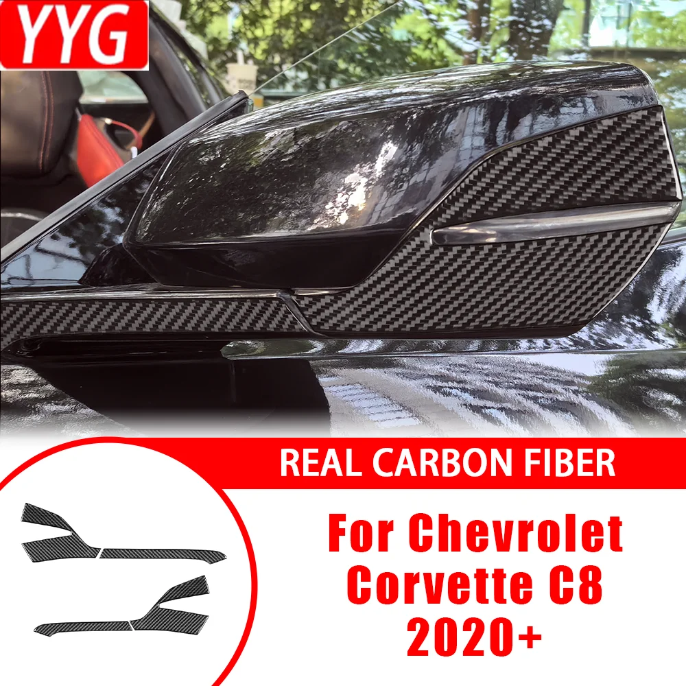 

Carbon Fiber Car Accessories Reciew Mirror Protect Strip Panel Interior Cover Tirm Panel Sticker For Chevrolet Corvette C8 2020+