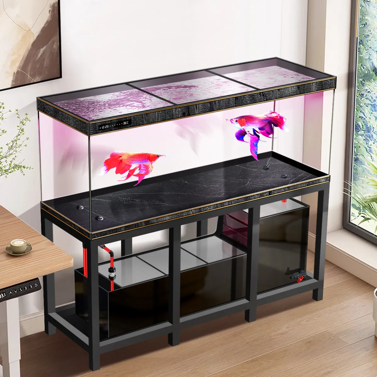 LMM ultra-white bottom filter fish tank industrial wind adjustable water level dragon fish tank