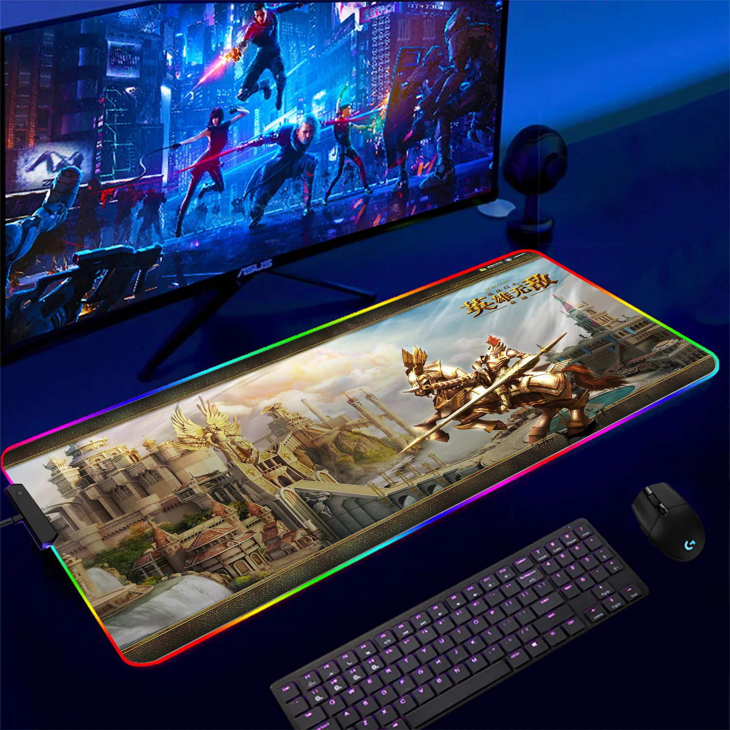 RGB Anime Mouse Pad Gamer Professional Non-Slip Computer Mouse Mat Office Large Gaming Heroes of Might and Magic are invincible