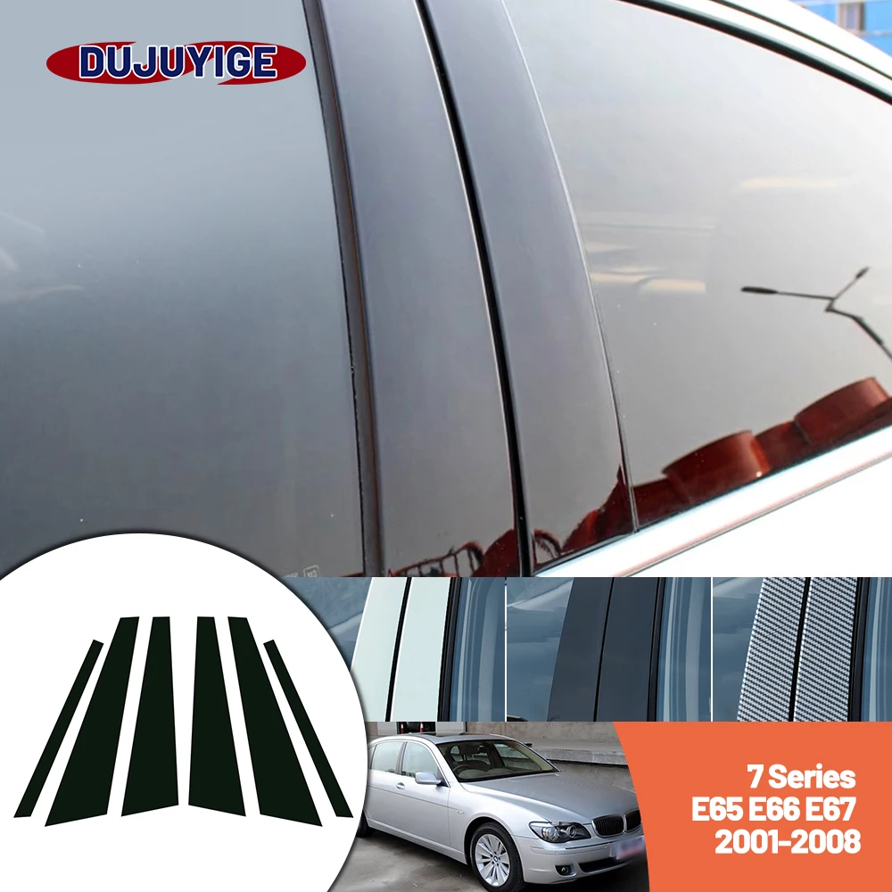 

Bright black carbon fiber door and window B C Pillar sticker suitable For BMW 7 Series E65 E66 E67 2001-2008 2002 2003 2004 2005
