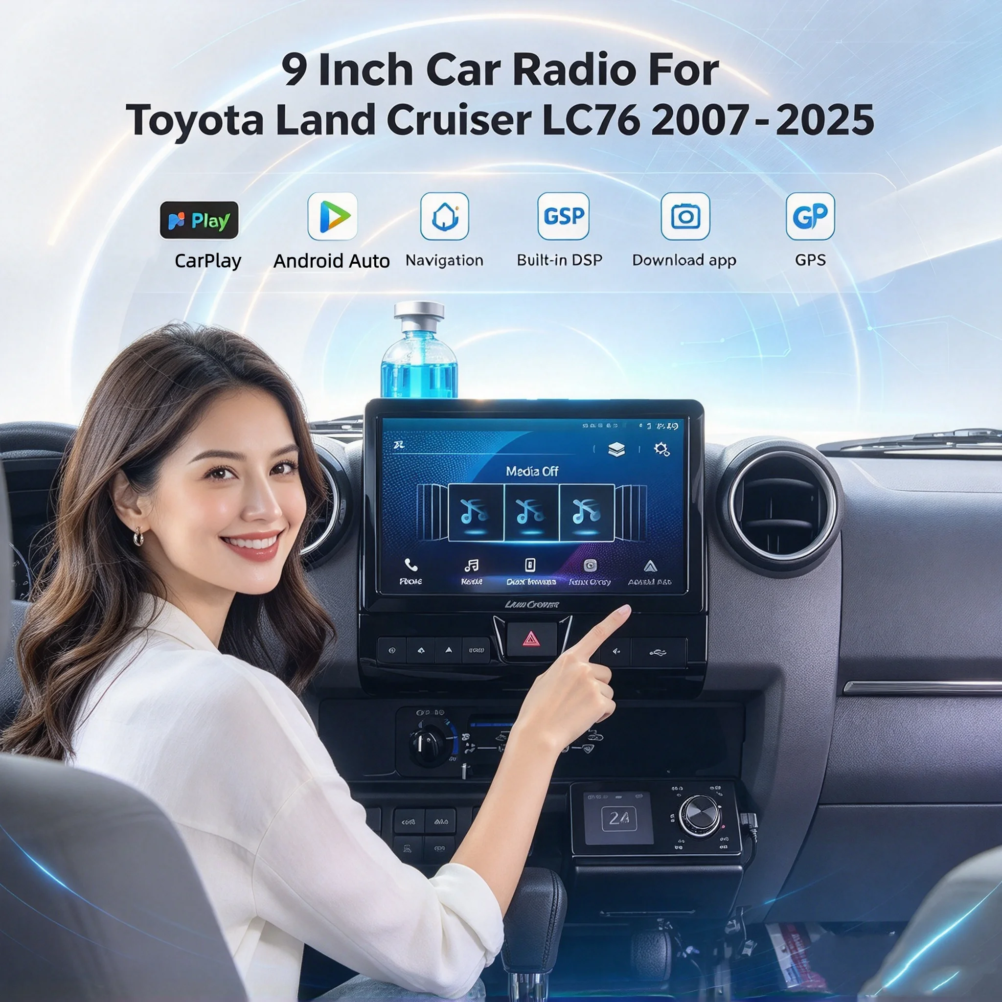 Android15 Touch Screen Car Radio For Toyota Land Cruiser 70 75 76 LC70 LC75 LC76 2007- 2025 9inch Carplay Multimedia Player GPS
