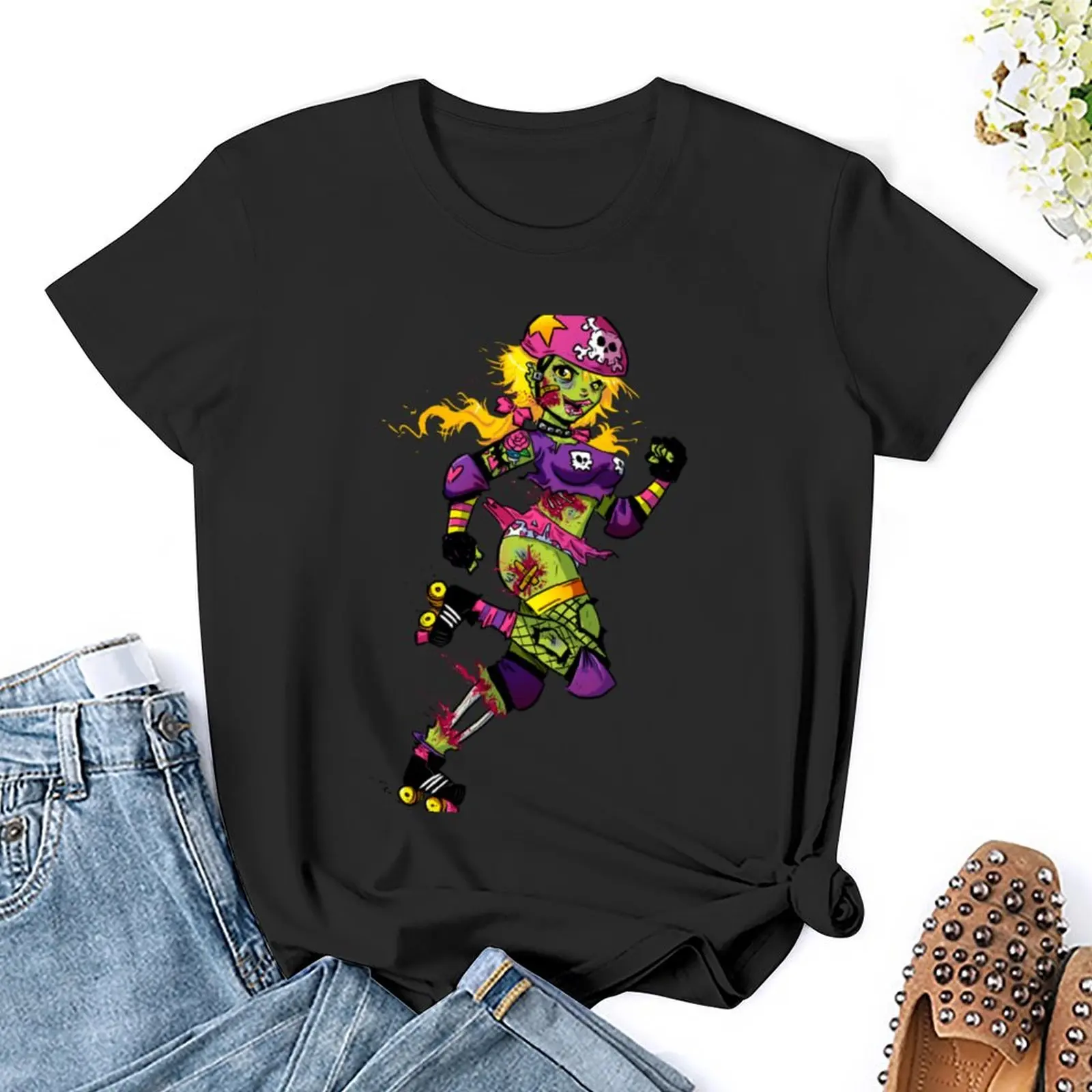Zombie Derby Doll T-Shirt graphics summer top lady clothes korean Women's clothes