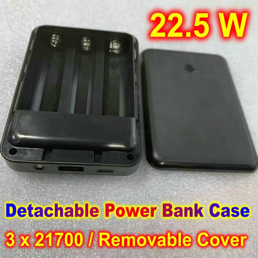 21700 Body Empty Battery Power Bank Case Detachable 22.5W Fast Charging Powerbank Housing Shell DIY Battery Holder Storage Box