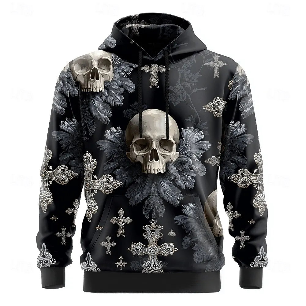 

Halloween Style 3D Print Skull Graphic Hoodies For Men Loose Comfortable Daily Casual Men's Sweatshirts Stylish Cool Gothic Tops