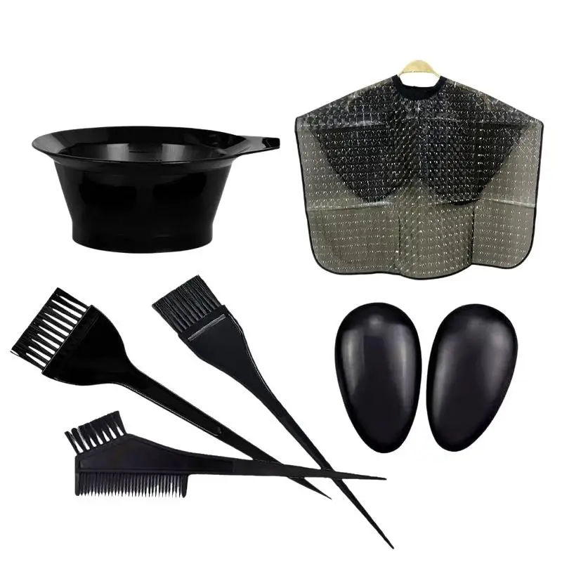 1Set Hair Dyeing Tools Set Home Salon Hair Dyeing Brush Hair Dyeing Cream Bowl Coloring Brush Comb Earcap Clips Dyeing Cape Kit