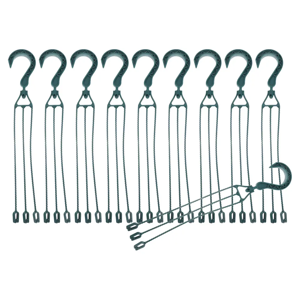 

10pcs Green 45cm Hanging Basket Hooks Plastic Flowerpot Hangers Balcony Decor Plant Pot Holder Sturdy Portable Weather