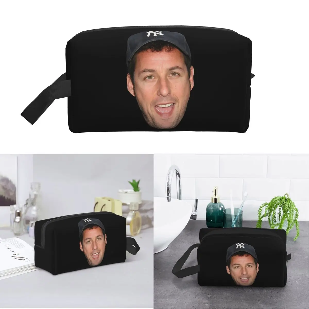 The Face Meme Adam Sandler Smile Amazing Poster Makeup Bag Cosmetic Storage Dopp Kit Toiletry Cosmetic Bag for Women Beauty