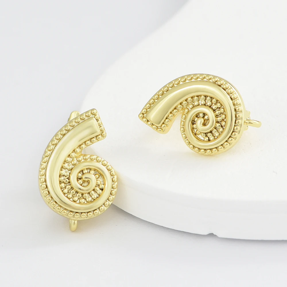 YANASI NEU 1 Paar 18K vergoldete Schnecken-Ohrringhaken, Messing-Schmuckherstellungszubehör, DIY-Schmuck-Ohrringherstellungszubehör – Detail 2