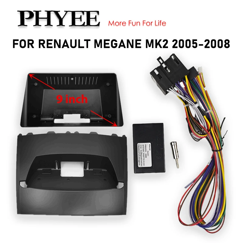 Wiring Harness Adapter CAN Bus Decoder Panel Frame, SWC PDC Display Retention, P&P 16Pin Android, for Renault Megane II Phase 2