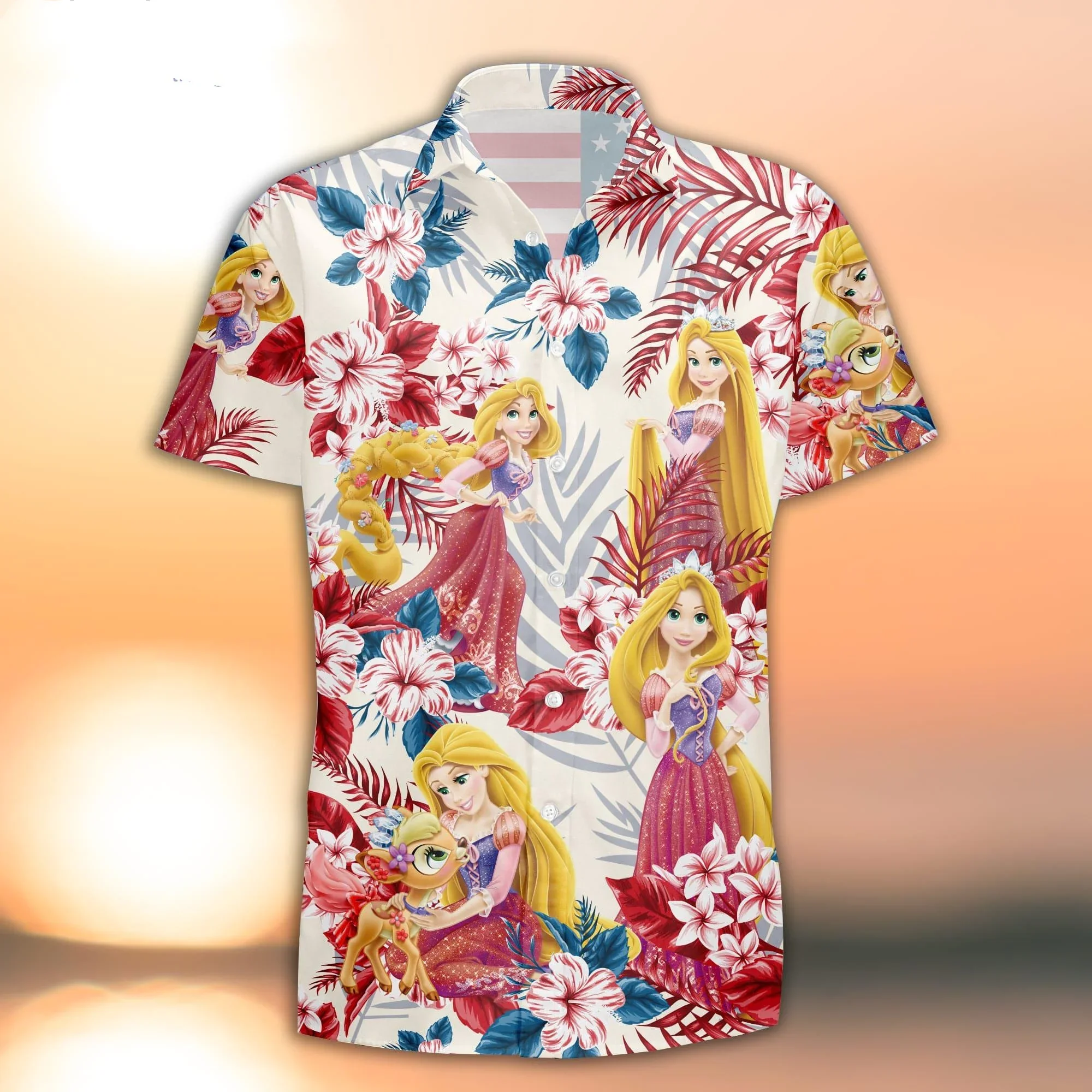 Disney Princess Cartoon Hawaiian Shirt Men Women Summer Short Sleeve Button Up Shirt Disney Hawaiian Shirt Casual Beach Shirt