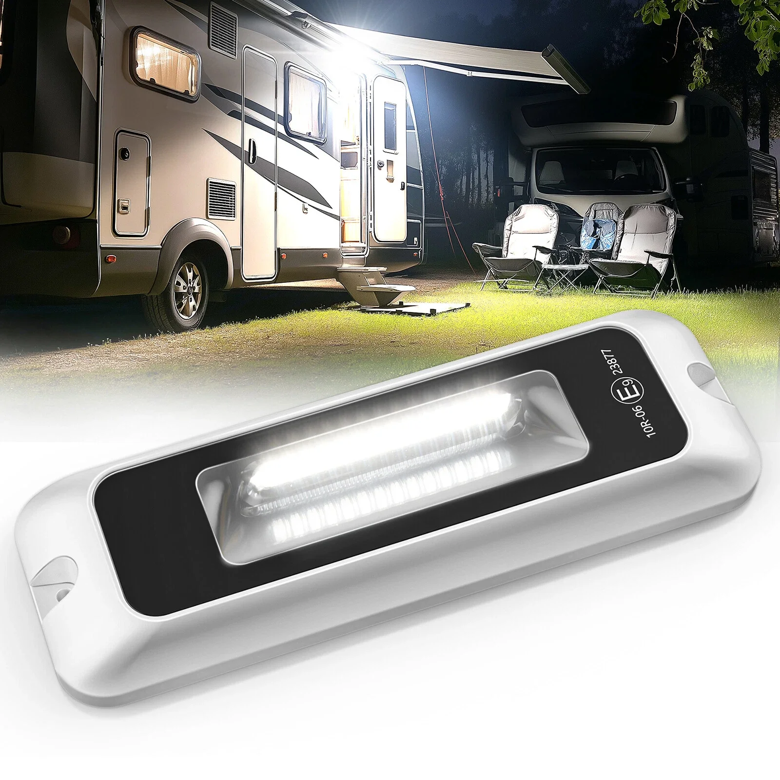MICTUNING 6 Inch RV Exterior Porch Light,1200LM 6000K LED Utility Awning White Lights,Outdoor IP68 Waterproof For Camper Trailer