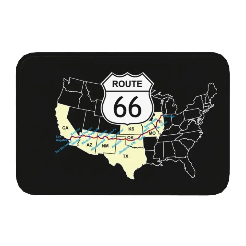 Дорожный дверной коврик Route 66 USA, нескользящий настенный напольный ковер для спальни, балкона, двери