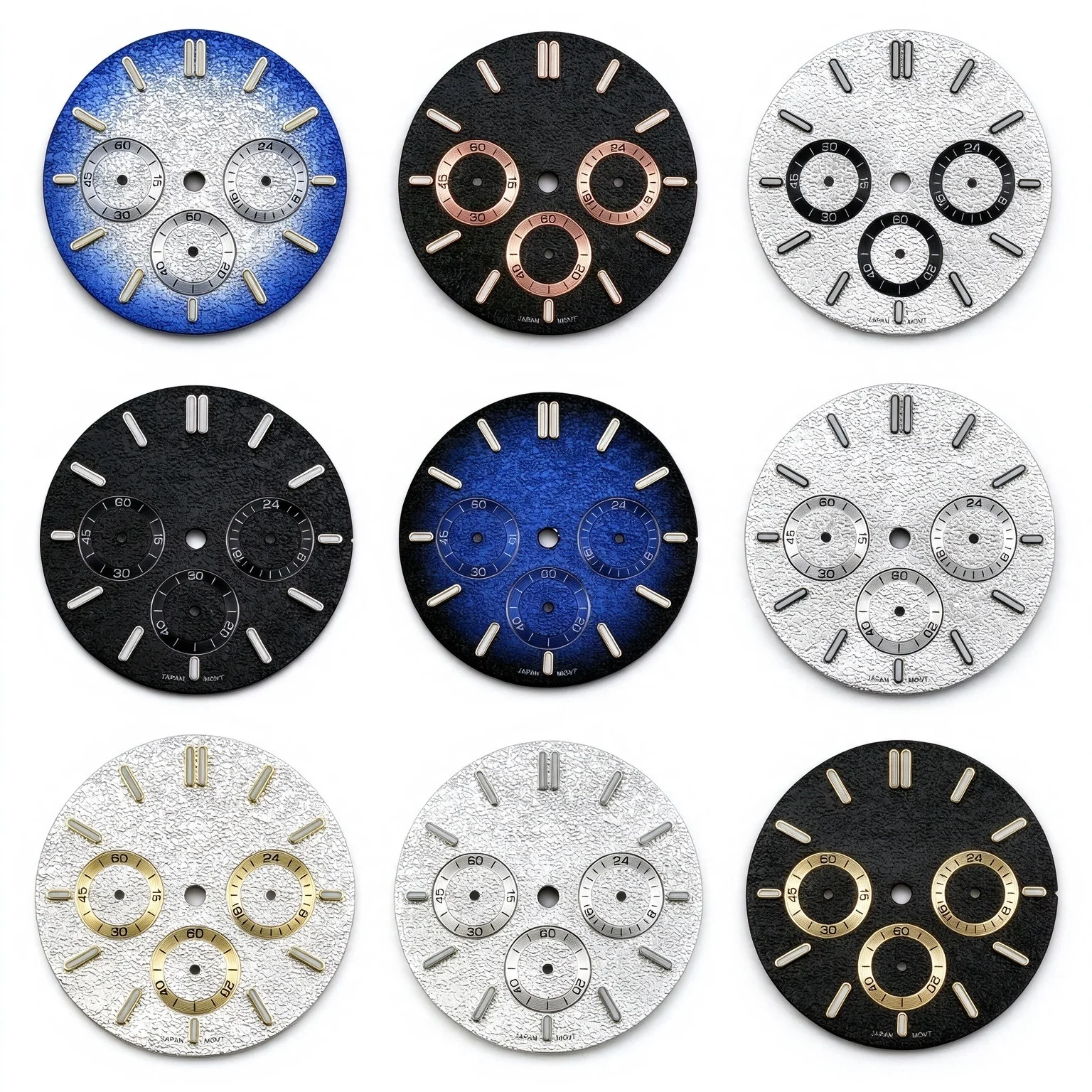 31.8mm 6 Hands Spark Texture Dial Fit VK63 Movement Luminous Sun Grain Watch Modification Replacement Parts