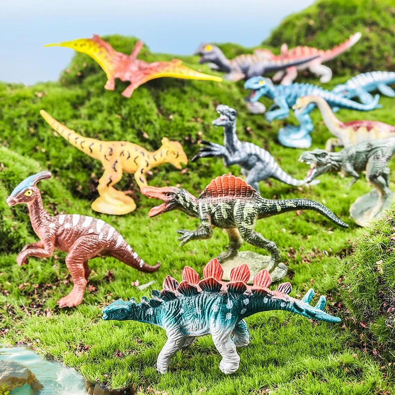 Oenux 12 قطعة مجموعة الديناصور الجوراسي الصغيرة Brinquedo T-Rex فيلوسيرابتور سبينوصور موساسور نموذج عمل الشكل جمع لعبة طفل