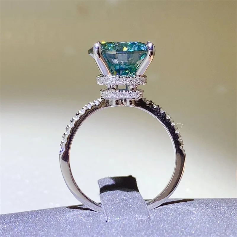 Perfect Cut Green Diamond Hearts & Arrows Ring For Women 5ct Moissanite PT950 Platinum | Exquisite symmetry, clear and shining