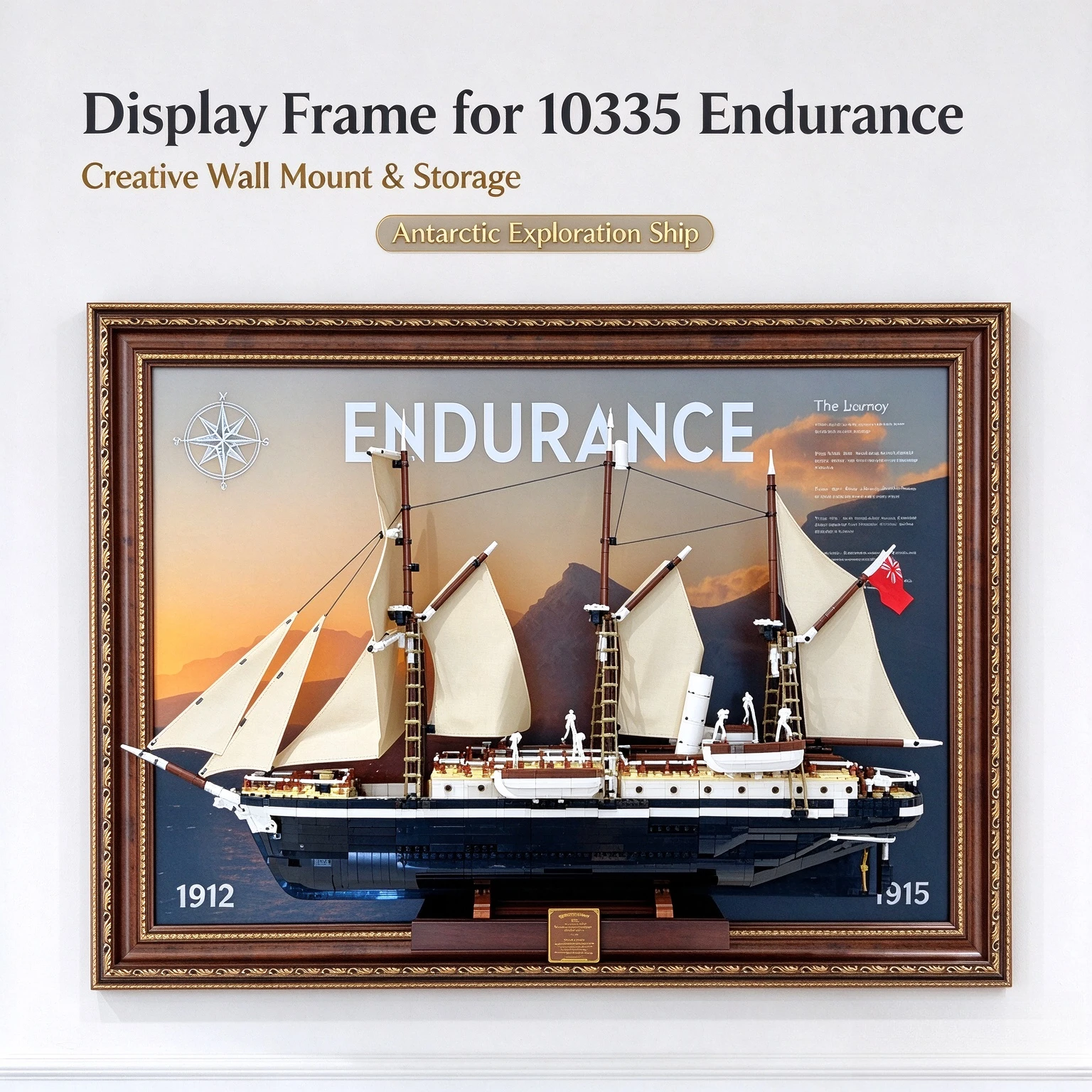 Wall Mount Display Frame For 10335 The Endurance Antarctic Exploration Ship, Creative Wall Hanging Storage Photo Frame