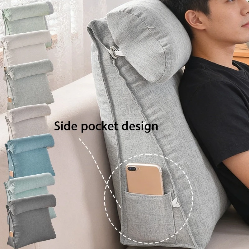 1pc Reading Pillow Bed Cushion Bolster,Reading Backrest Triangular Lumbar Support Cushion  for Reading in Bed Cojines Para Cama