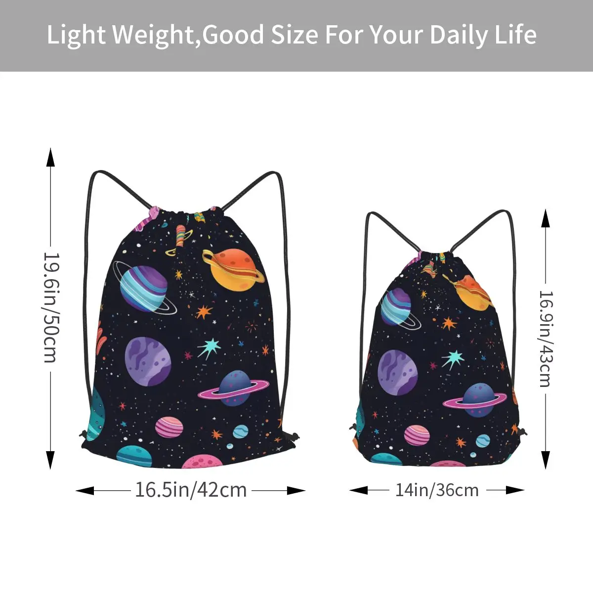 Solar System Space Planets Universe Backpacks Portable Drawstring Bundle Pocket Sports Bag Book Bags for Travel Students