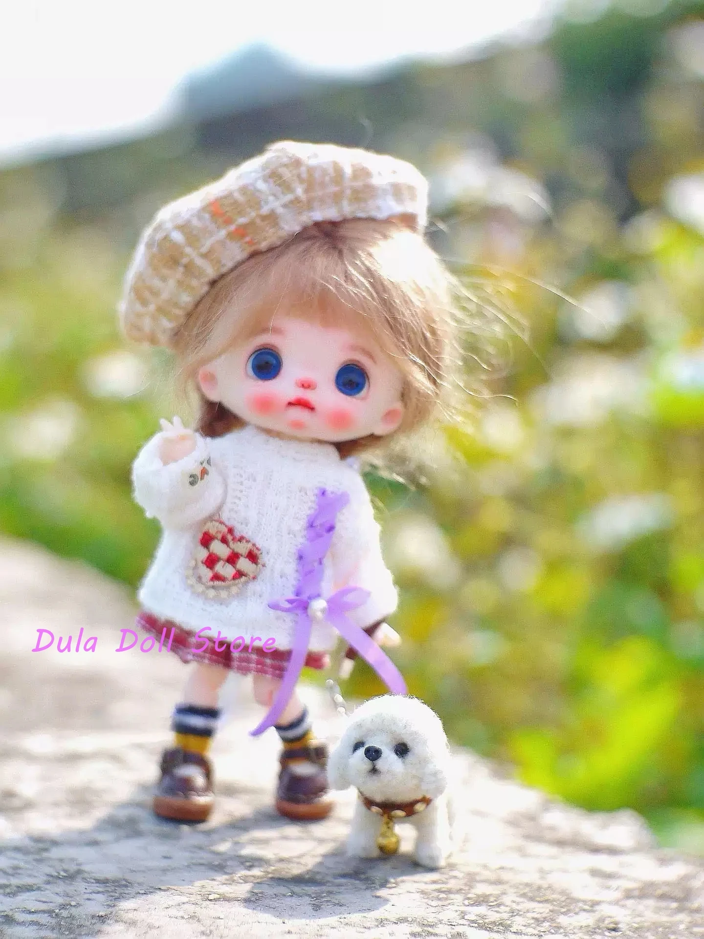 Dula Doll Clothes Plaid skirt sweater set Ob11 gsc Doll Accessories