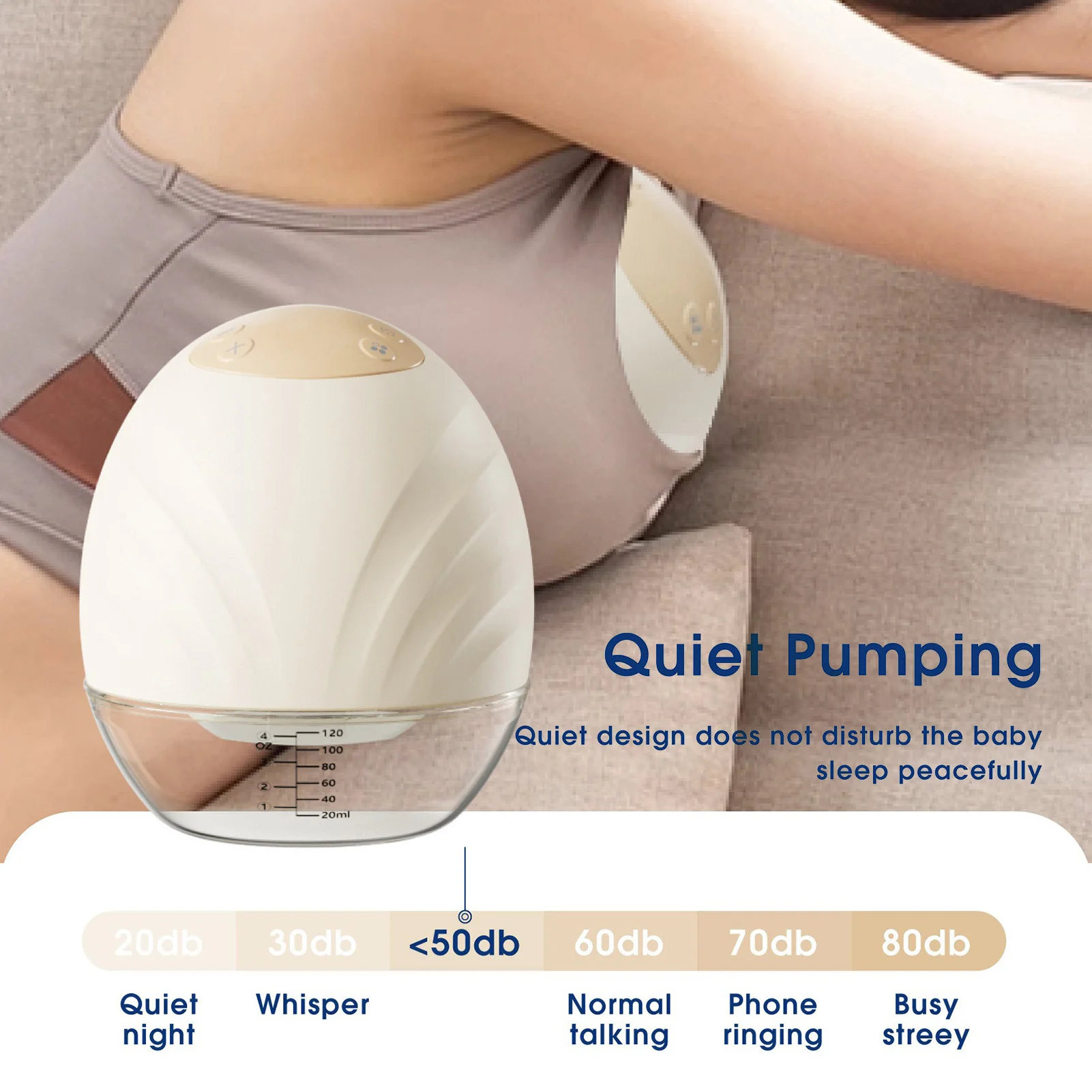 Wearable Breast Pump Hands Free Electric Breast Pump 3 Modes 9 Suction Level Low Noise Built-in Battery for Breastfeeding