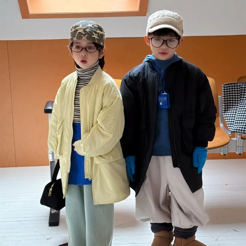 

Boys Coat 2025 Autumn Winter New Arrival Korean Style Fashion Trendy Casual Windproof Warm Thick Long Length Outerwear