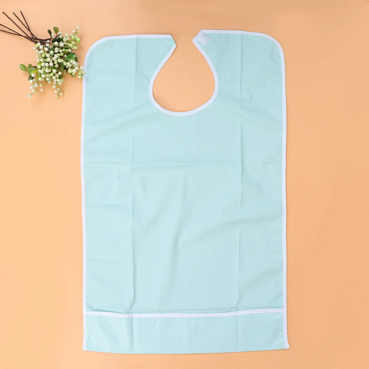 

Delicate Light Green Waterproof Adult Bib Large Soft Cotton Mealtime Bib for Elderly Bedridden Aid Apron Washable Protector