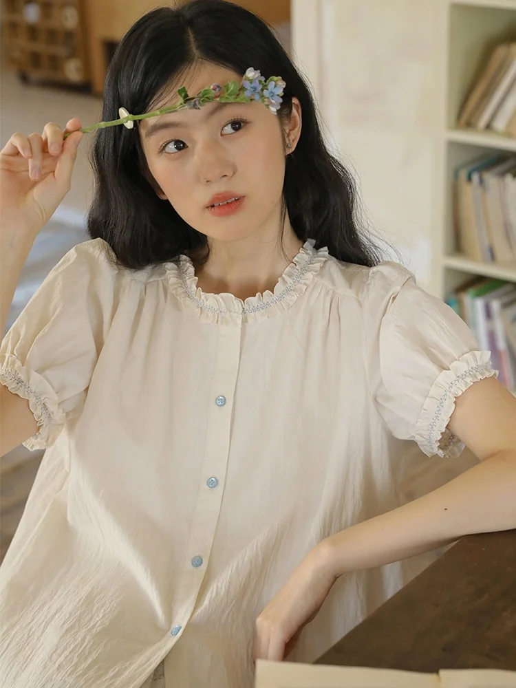 

Женская летняя винтажная блузка свободного кроя Nesoulum с вышивкой, цветными блоками и деревянным узором