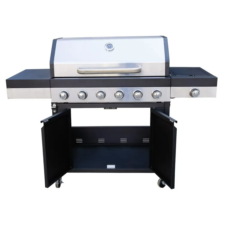 New Extra Large Party 6 Burner Barbecue Grill Outdoor Stainless Steel Gas BBQ Grill with Side Burner