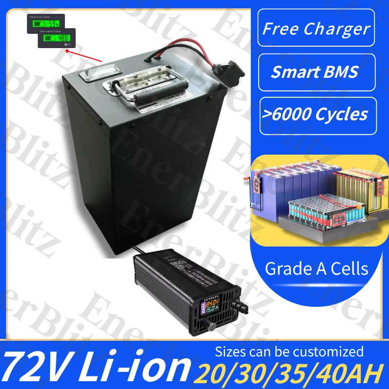 

EB battery 72V 20Ah 30ah 35ah 40ah 50ah Lithium ion battery with bms for Two-wheeler Three-wheeler Vehicle