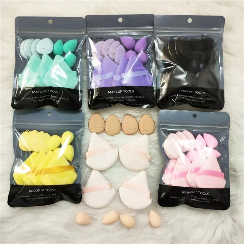 12pcs Makeup Sponge Soft Velvet Cosmetic Puff Beauty Egg Makeup Sponge Blender Foundation Mini Finger Puff Make Up Tools