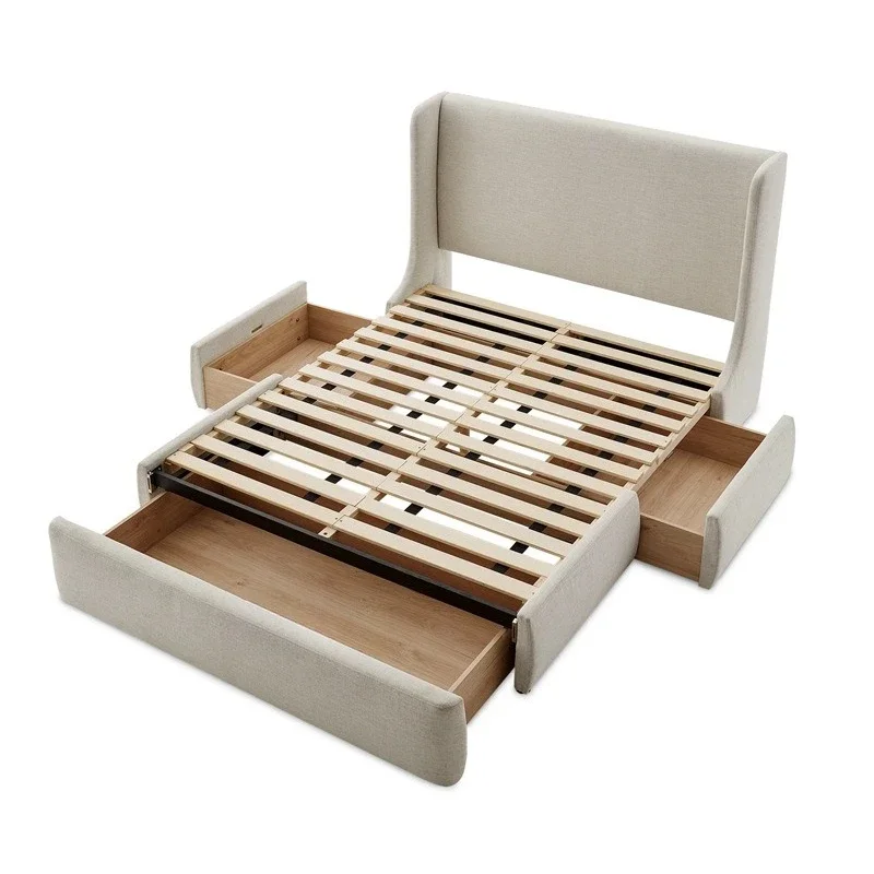 

Nordic, linen, French Internet celebrity hotel villa, bedroom double bed